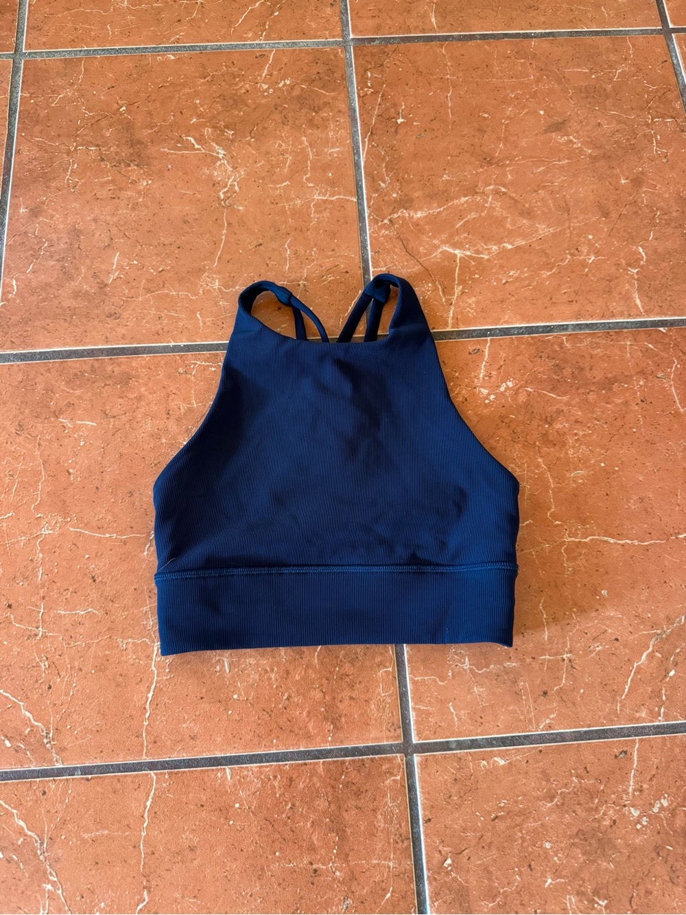 Lululemon Navy Blue Strappy Back Sports Bra Top Size 2 - Picture 2 of 5